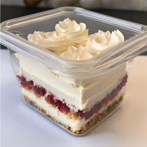 a piece of wedding cake in a take away container