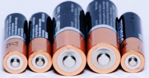 row of AA batteries